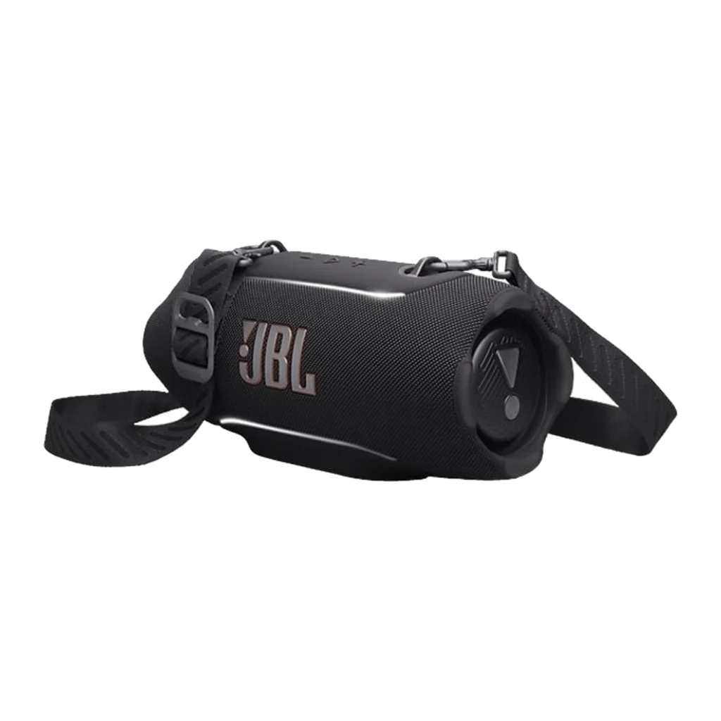 JBL Xtreme 5 130W Preto, vista frontal: grade têxtil com logo JBL e botões de controlo na parte superior - Item2