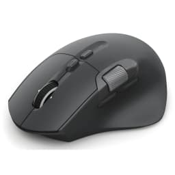 Hama Ratón WM-900 Inalámbrico Ergonómico negro, vista superior en ángulo: rueda de desplazamiento, botones laterales y