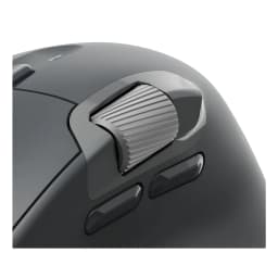 Hama Ratón WM-900 Inalámbrico Ergonómico Negro, detalle: rueda de scroll estriada plateada y botones laterales en carcasa