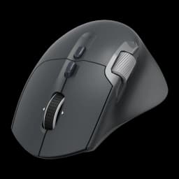 Hama Ratón WM-900 Inalámbrico Vertical Ergonómico Negro, vista frontal en ángulo: perfil ergonómico alto y rueda con flechas