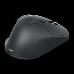 Hama Ratón WM-900 Inalámbrico Vertical Ergonómico Negro, vista trasera en ángulo: curva ergonómica y logo hama en la base