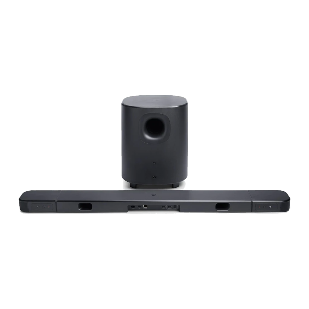 JBL Bar 800 MK2 7.1 noir, kit complet en perspective: barre, caisson sans fil, satellites amovibles et télécommande - Ítem2