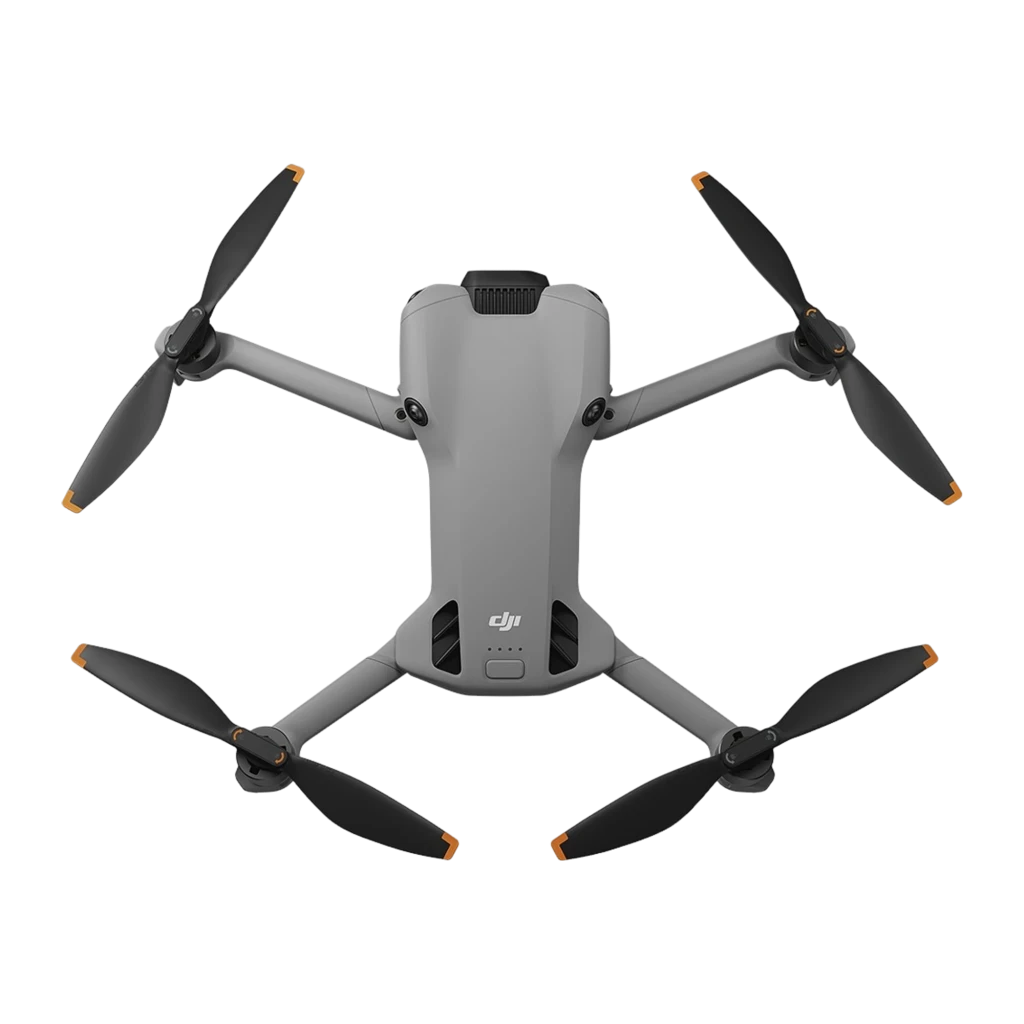 DJI Mini 5 Pro Fly More Combo 42GB gris, vista diagonal frontal: dron desplegado con hélices y módulo de cámaras gimbal - Ítem3