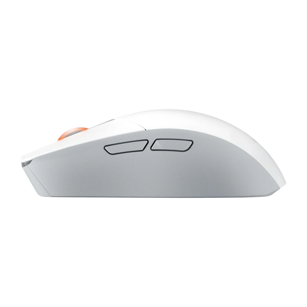 ASUS ROG Strix Impact III Wireless Branco Lua, vista superior: roda de scroll com iluminação vermelha e logo ROG - Item4