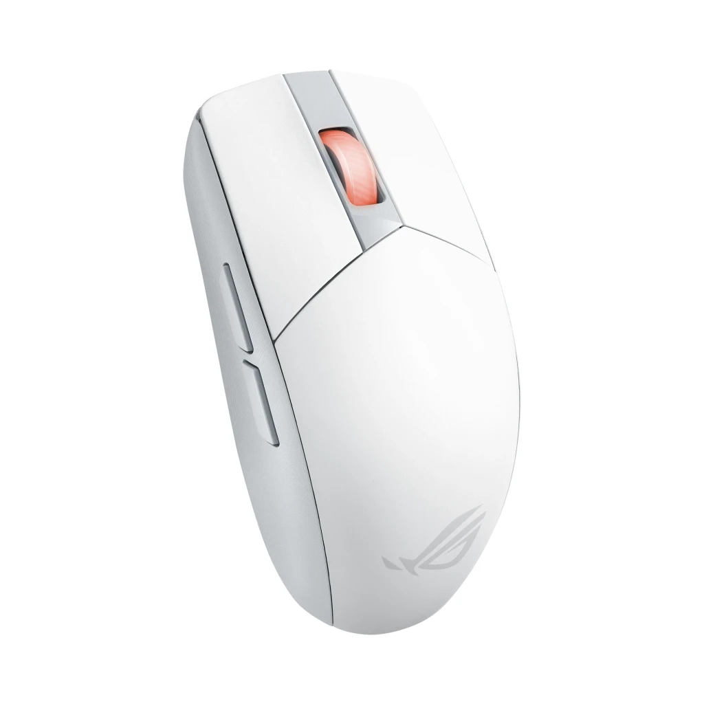 ASUS ROG Strix Impact III Wireless Branco Lua, vista superior: roda de scroll com iluminação vermelha e logo ROG - Item1