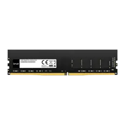 Lexar DDR4 16GB 3200MHz DIMM negro, vista frontal: módulo RAM con etiqueta blanca y contactos dorados