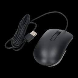 Dell Rato MS116 1000DPI Óptico Preto, vista em perspetiva: conector USB-A e cabo enrolado visíveis