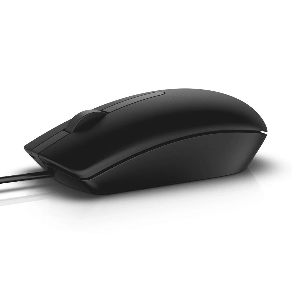 Dell Ratón MS116 1000DPI Óptico Negro, vista superior: cuerpo mate con rueda de scroll central y cable - Ítem3