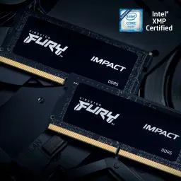 Kingston Fury Impact DDR5 64GB noir, kit dual: deux modules SO-DIMM sur carte, badge Intel XMP Certified