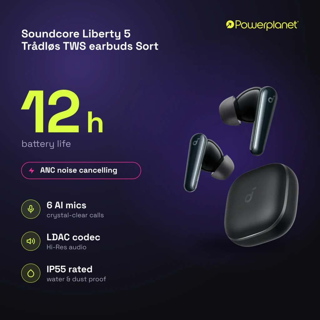 Soundcore Liberty 5 Trådløs TWS earbuds Sort noir - caractéristiques