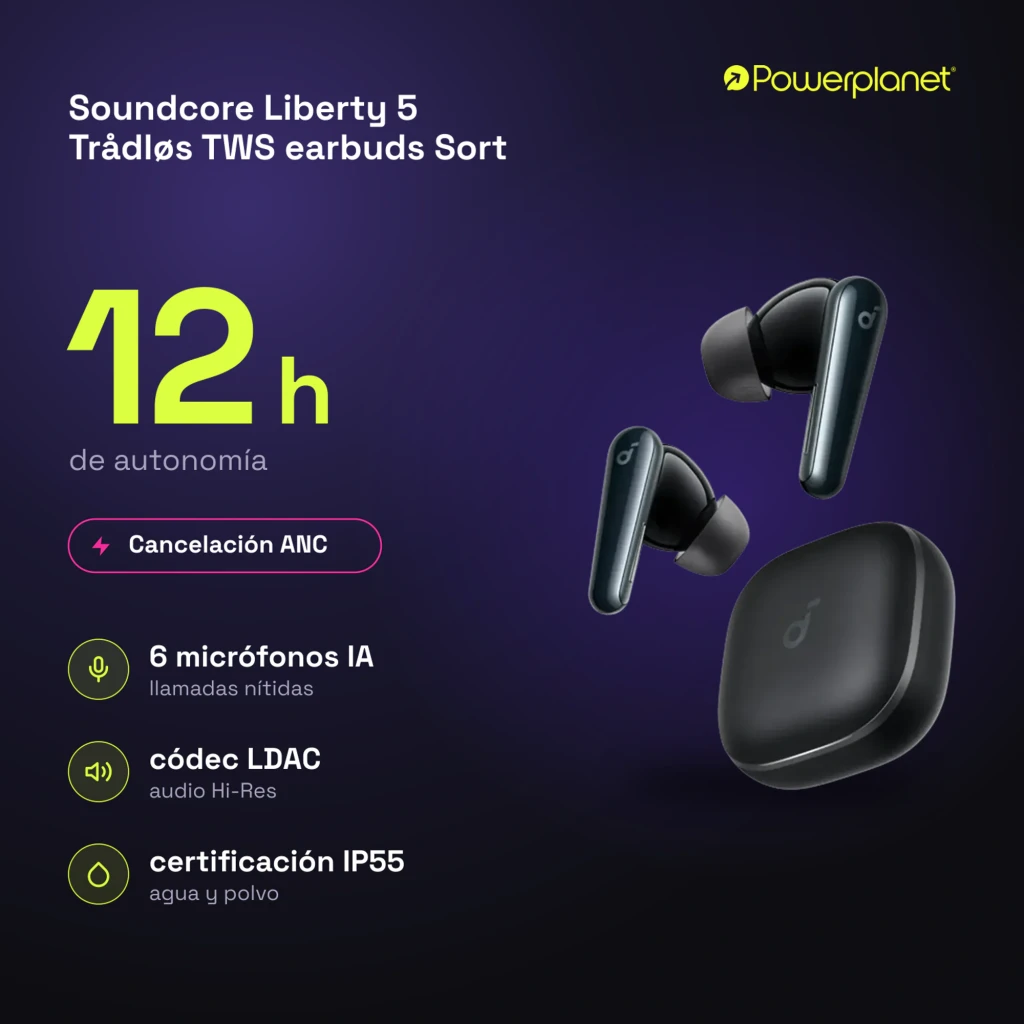 Soundcore Liberty 5 Trådløs TWS earbuds Sort noir - caractéristiques