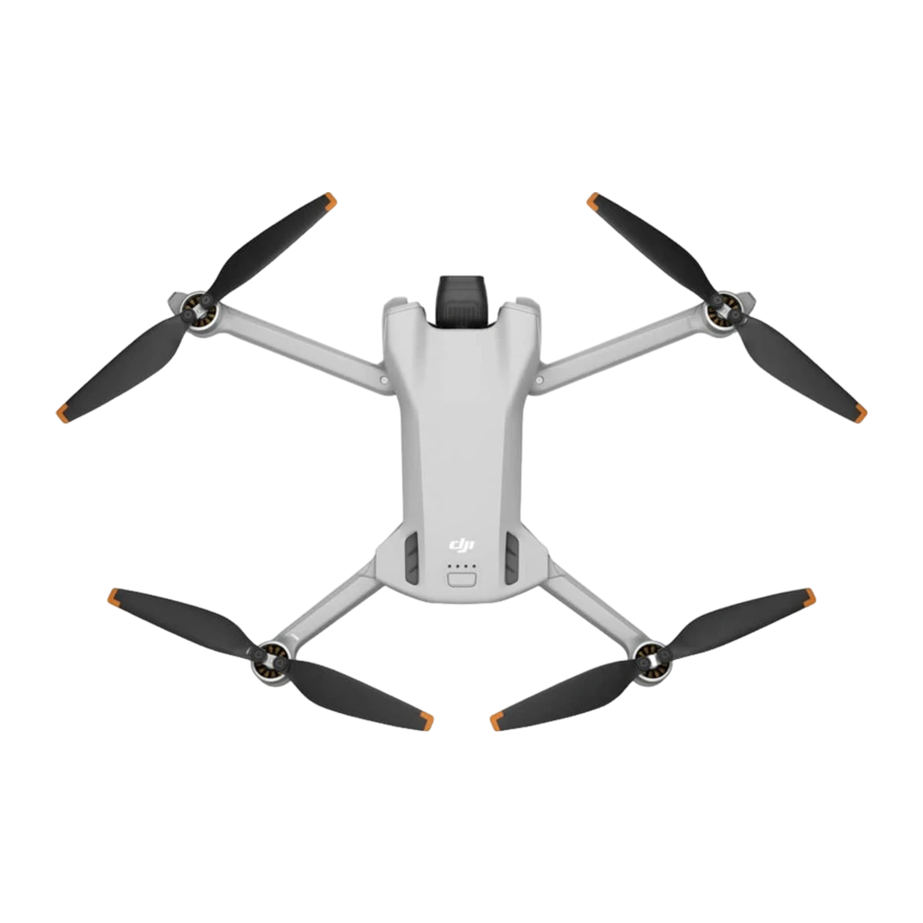 DJI Drone Mini 3 Fly More Combo Branco, vista conjunto: drone de cima, comando com ecrã, bolsa e 2 baterias - Item3