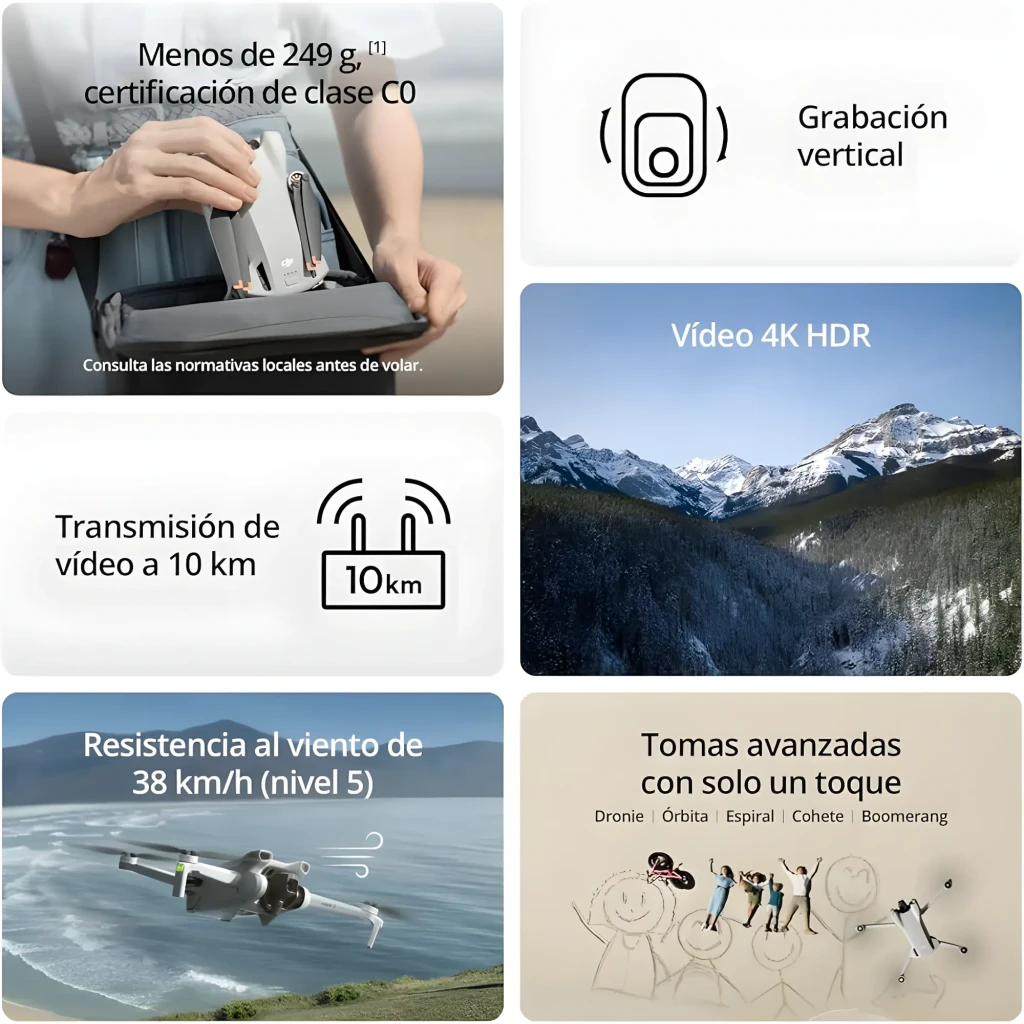 DJI Drone Mini 3 Fly More Combo Branco, vista conjunto: drone de cima, comando com ecrã, bolsa e 2 baterias - Item4