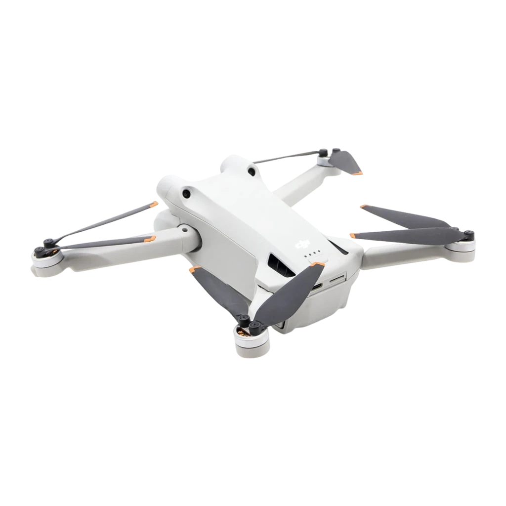 DJI Drone Mini 3 Fly More Combo Branco, vista conjunto: drone de cima, comando com ecrã, bolsa e 2 baterias - Item2