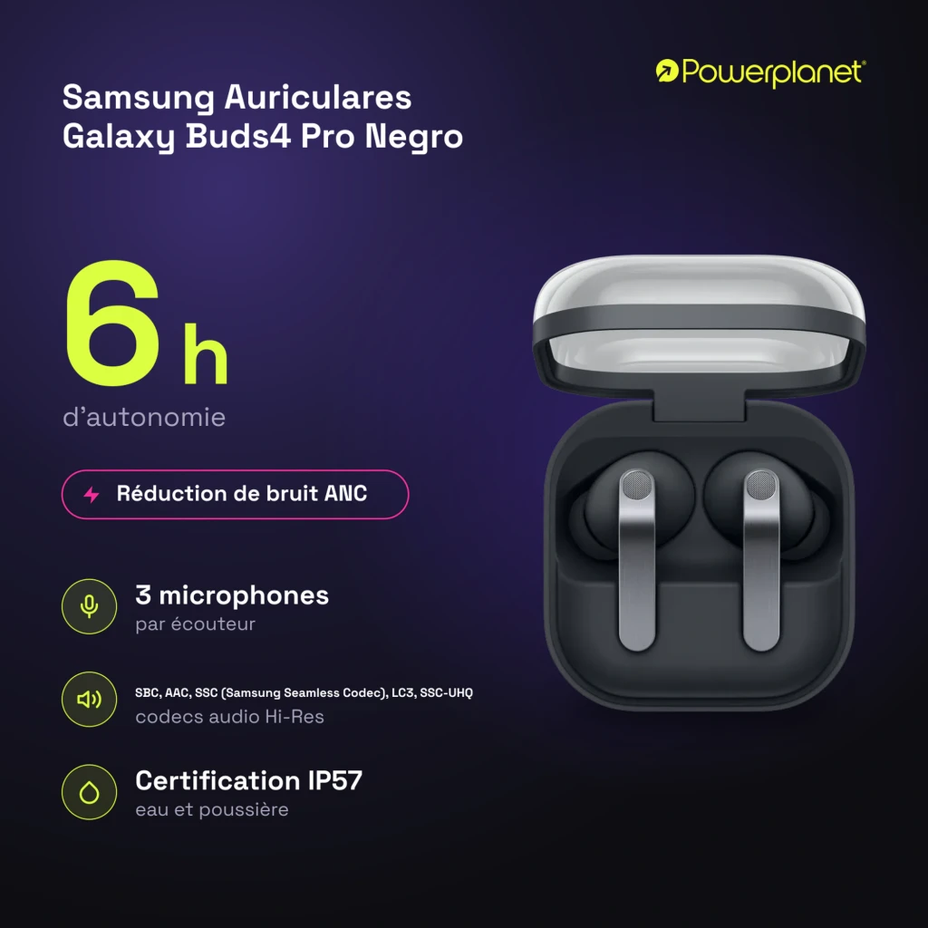 Samsung Auriculares Galaxy Buds4 Pro Negro - caractéristiques