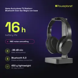 Hama Auriculares TV Station+ Bluetooth Over-Ear Negro con base - características
