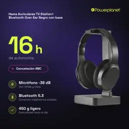 Hama Auriculares TV Station+ Bluetooth Over-Ear Negro con base - características