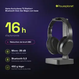 Hama Auriculares TV Station+ Bluetooth Over-Ear Negro con base - características