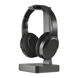 Hama Auriculares TV Station+ Bluetooth Over-Ear preto, vista lateral: auriculares sobre base de carregamento, almofadas e