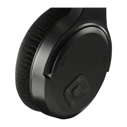 Hama TV Station+ Bluetooth Over-Ear preto, detalhe: botões de controlo na cápsula direita com almofada de tecido visível