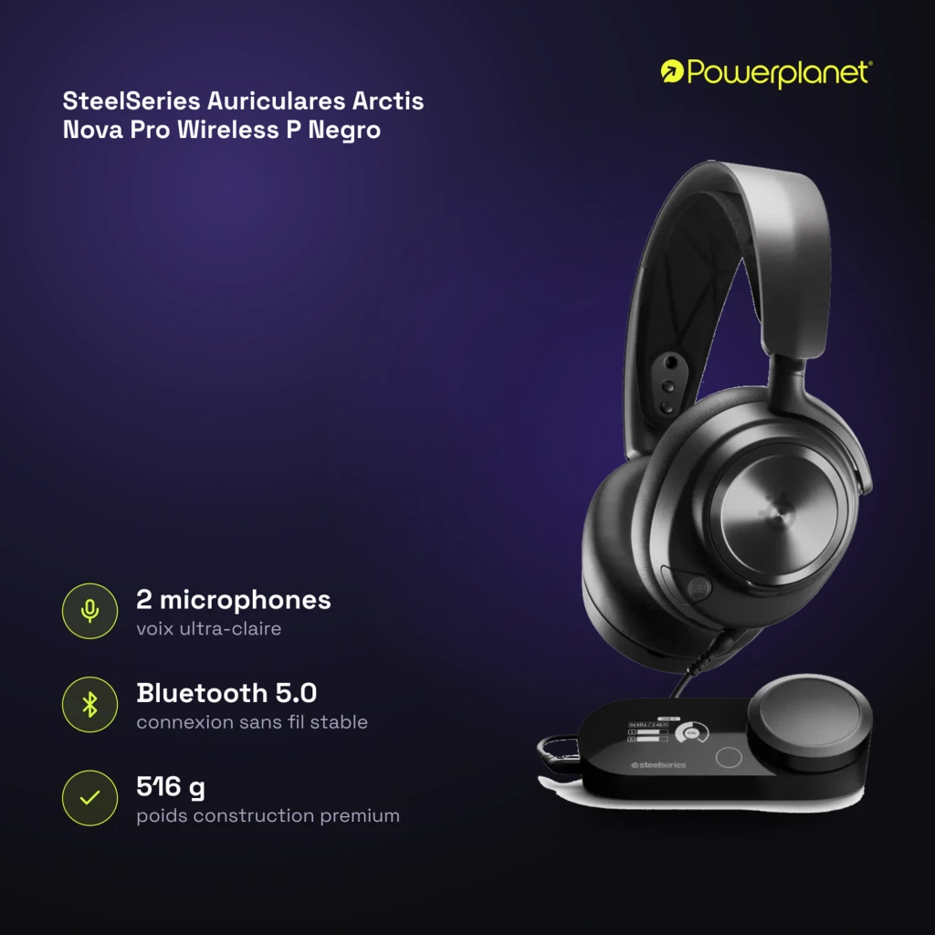 SteelSeries Arctis Nova Pro Wireless P negro, kit completo: auriculares sobre base DAC con pantalla y mando de volumen - Ítem3