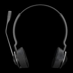 Jabra Engage SE Stereo UC Sans Fil noir, vue de face: casque biauriculaire avec microphone boom flexible et arceau ajustable