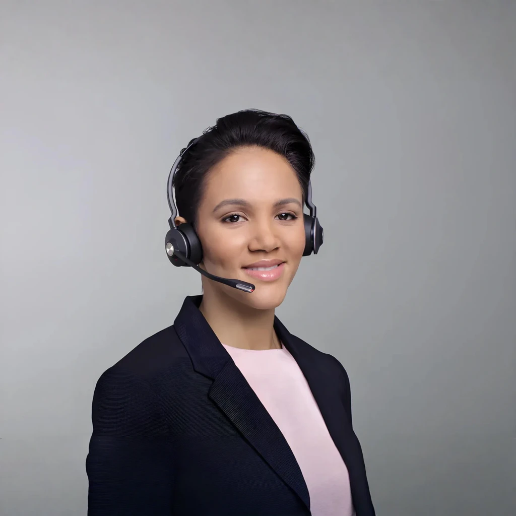 Jabra Engage SE Stereo UC Inalámbrico Negro, vista frontal en ángulo: diadema, dos auriculares y micrófono flexible - Ítem3