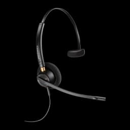 Poly HP EncorePro 510 Monaural preto, vista lateral: concha única com almofada, arco de cabeça e haste de microfone flexível