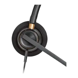Poly HP EncorePro 510 Monaural Preto, detalhe: auricular com aro dourado, ajuste giratório e haste de microfone visíveis