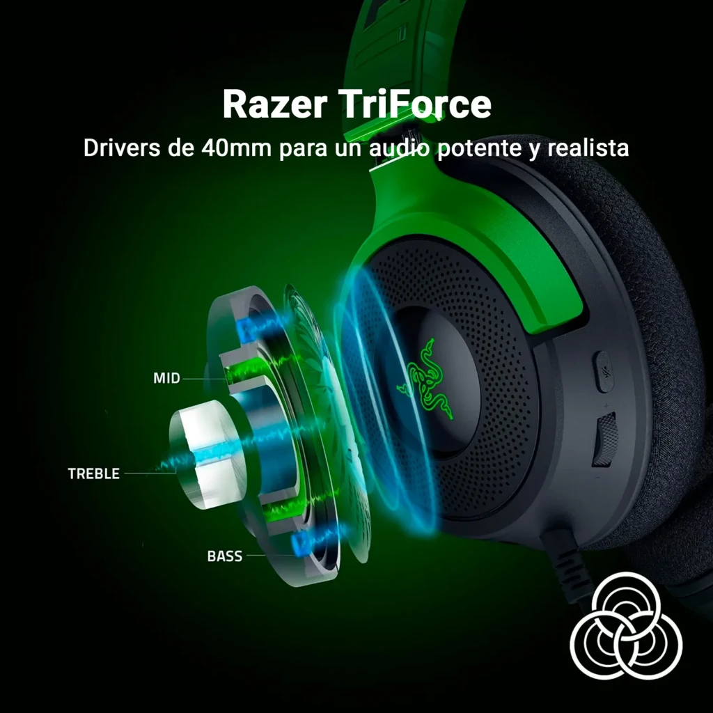 Razer Kraken V4 X Minecraft Edition Negro Verde, vista lateral: diadema con píxeles Creeper y micrófono flexible - Ítem5