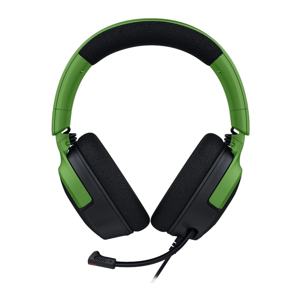 Razer Kraken V4 X Minecraft Edition Negro Verde, vista lateral: diadema con píxeles Creeper y micrófono flexible - Ítem1