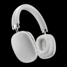Energy Sistem Casque Style Blanc, vue latérale: coussinets rembourrés, lettre R visible et arceau avec logo Energy