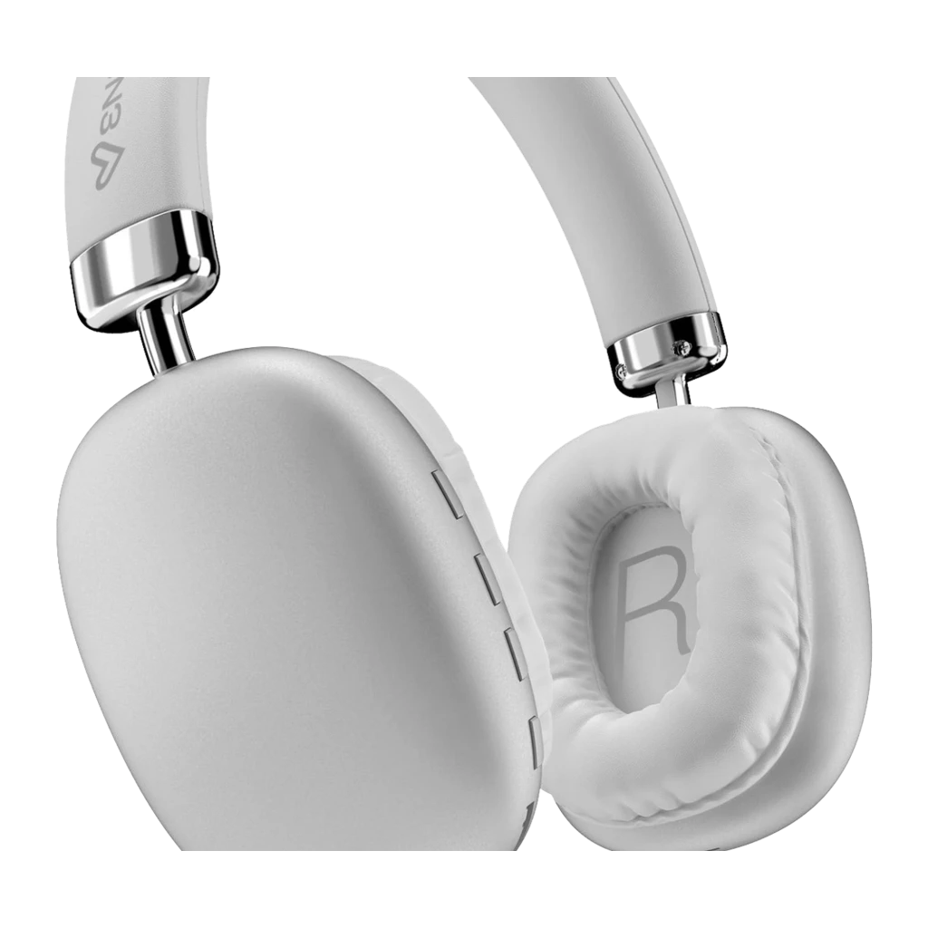 Energy Sistem Auriculares Style Blanco, vista lateral: almohadillas acolchadas, letra R visible y diadema con logo Energy - Ítem1
