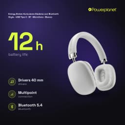 Energy Sistem Auriculares Diadema con Bluetooth Style - USB Tipo C · BT · Microfono · Blanco - caractéristiques