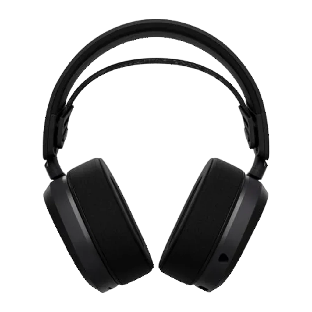 ASUS ROG Pelta Negro, vista principal: auricular inalámbrico negro con logo ROG rosa, micrófono boom y dongle USB - Ítem7