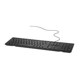 Dell Teclado KB216 QuietKey USB Negro, ángulo trasero derecho: teclado numérico y logo Dell visibles, cable USB a la derecha