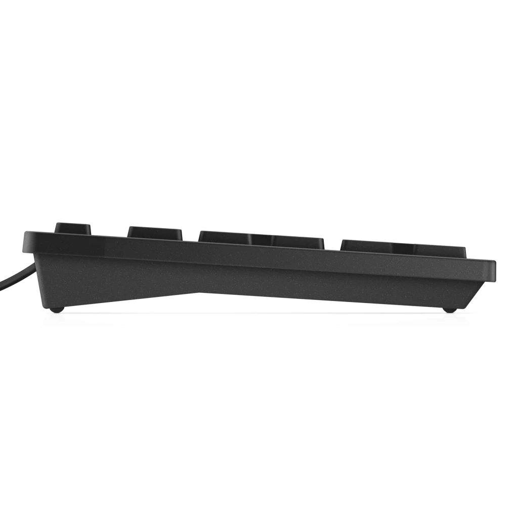 Dell Teclado KB216 QuietKey USB Preto, vista superior: disposição QWERTY completa com teclas multimédia em azul e cabo USB - Item4
