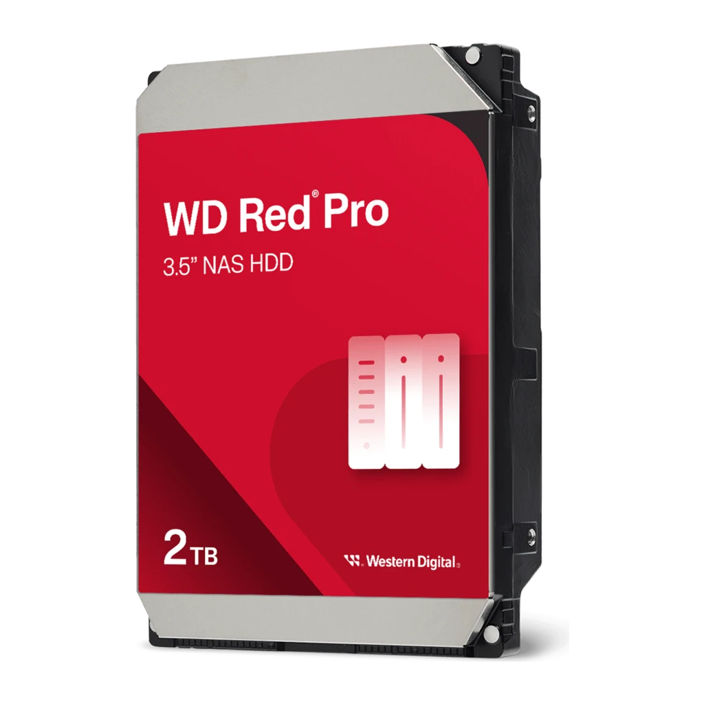 WD Red Pro WD241KFGX 24TB rojo, vista frontal: etiqueta roja con logo, capacidad 24TB y tecnología OptiNAND - Ítem1