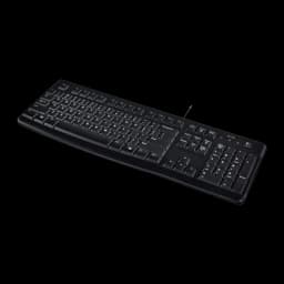 Teclado Logitech K120 USB con cable QWERTY negro, tamaño completo con teclado numérico, teclas de perfil bajo y diseño resistente para uso diario