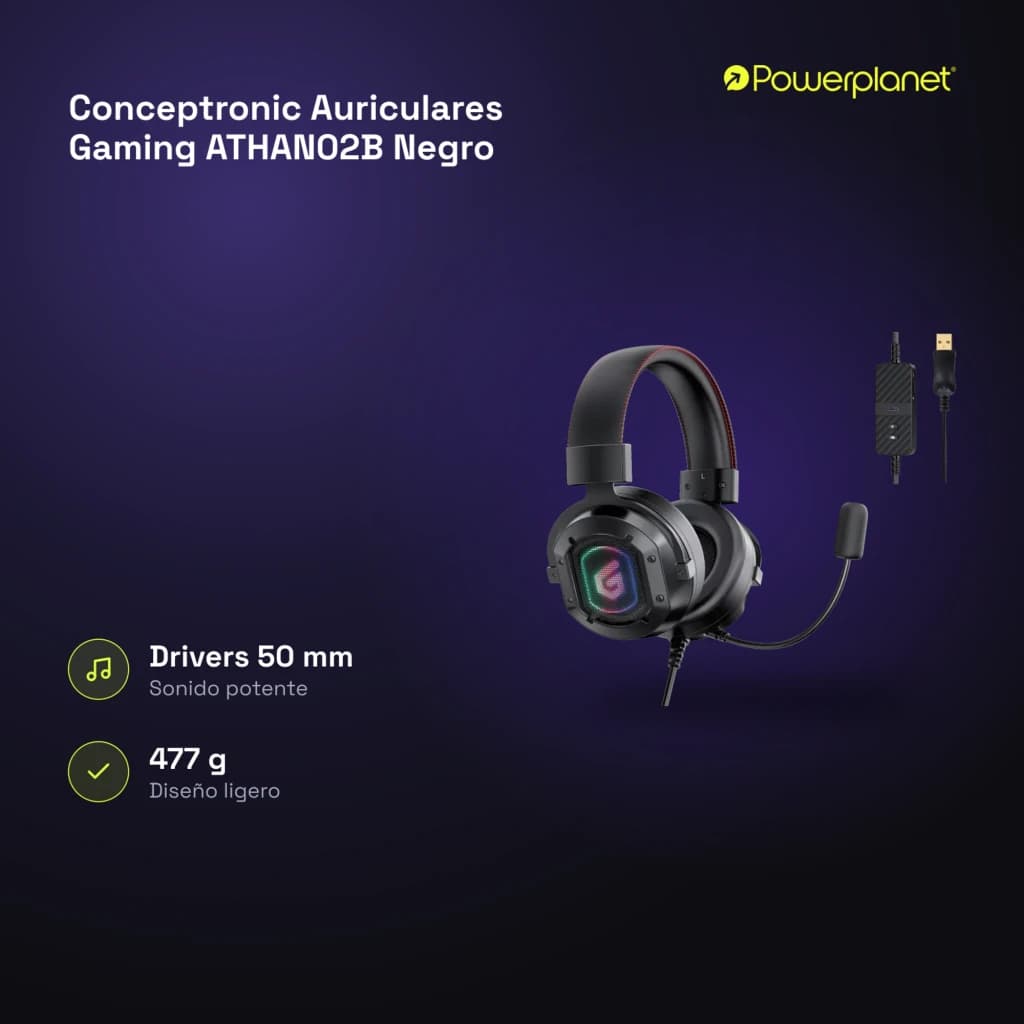 Conceptronic Auriculares Gaming ATHAN02B Negro - características