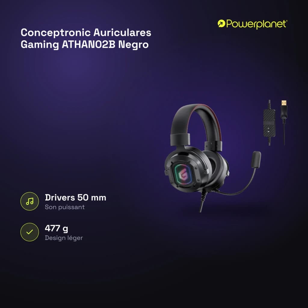 Conceptronic Auriculares Gaming ATHAN02B Negro - características