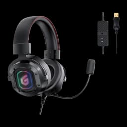 Conceptronic ATHAN02B negro, kit completo: auriculares con iluminación RGB en copa y controlador USB en cable