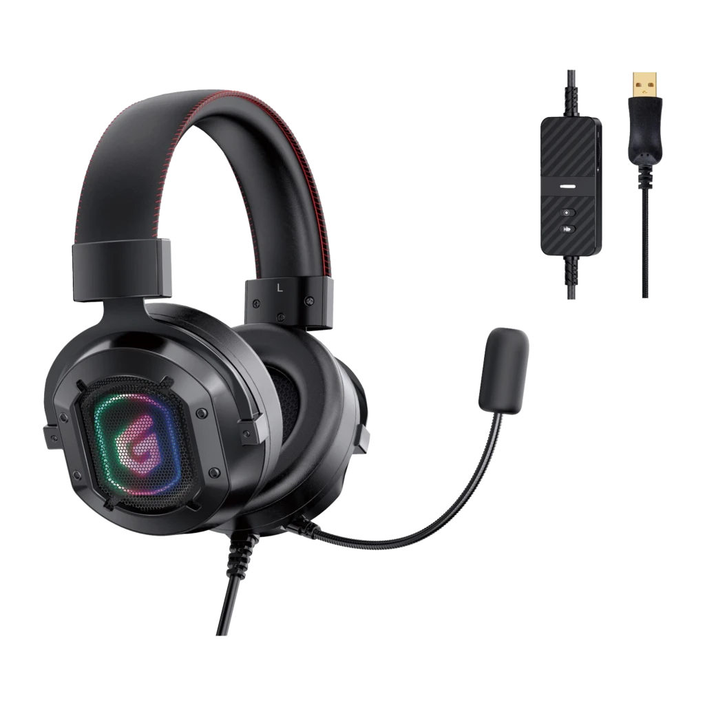 Conceptronic ATHAN02B negro, kit completo: auriculares con iluminación RGB en copa y controlador USB en cable - Ítem3