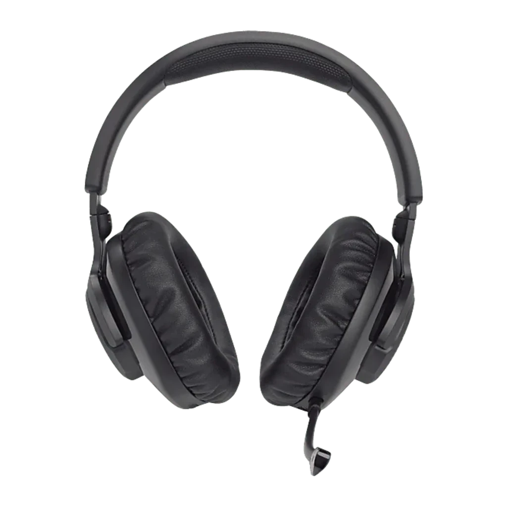JBL Auriculares Gaming Quantum 350 Wireless negro, vista en ángulo: logo JBL en copa, micrófono boom desplegado sin botones - Ítem2