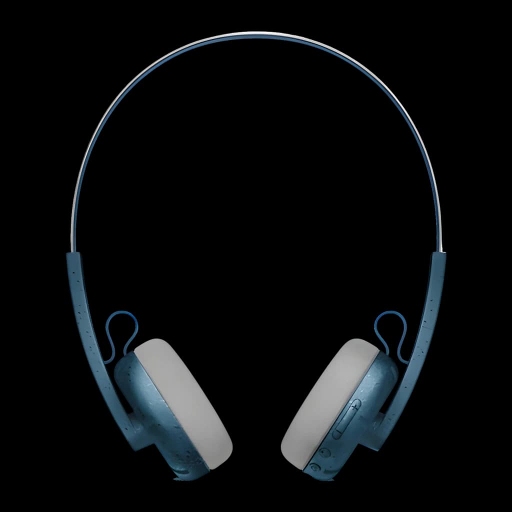 Philips TAH2000TL 2000 Series Bleu, vue de face: casque on-ear avec arceau bleu et coussinets gris sur fond sombre