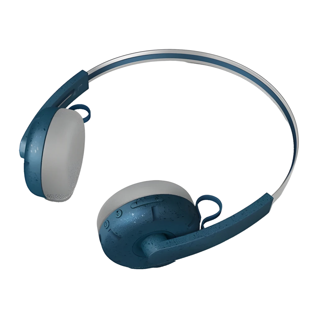 Philips TAH2000TL 2000 Series Azul, vista lateral 3/4: diadema plateada, almohadillas grises y exterior azul con logo Philips - Ítem3