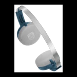 Philips TAH2000TL 2000 Series Bleu, vue latérale: arceau argenté, coussinets blancs et articulations bleues