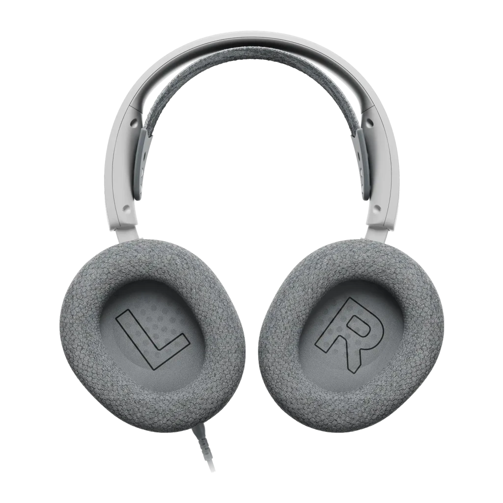 SteelSeries Arctis Nova 1P Casque Blanc, vue latérale: arceau rembourré, coussinets texturés et microphone flexible - Ítem3