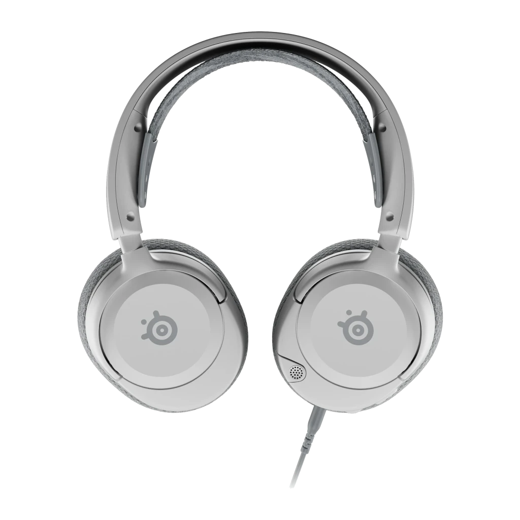 SteelSeries Arctis Nova 1P Casque Blanc, vue latérale: arceau rembourré, coussinets texturés et microphone flexible - Ítem2