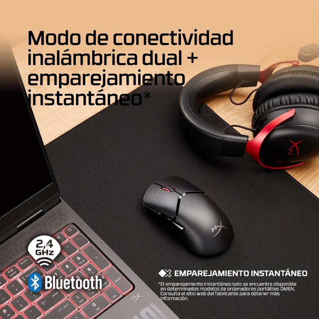 HyperX Pulsefire Saga Pro preto, vista superior: superfície texturizada, roda de scroll e logótipo HyperX na base - Item11